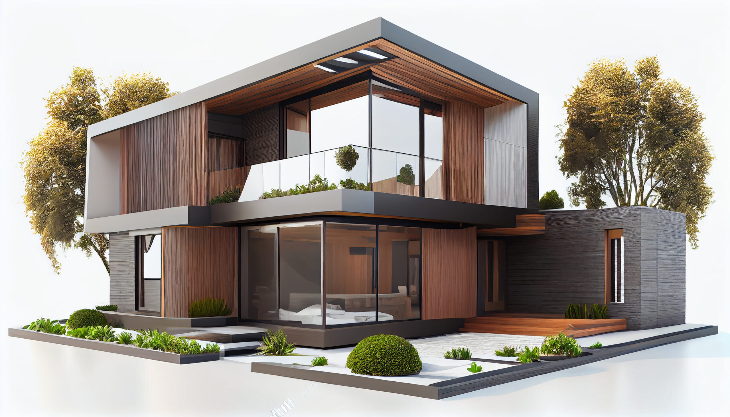 Giới thiệu 1 modern residential district with green roof balcony generated by ai scaled
